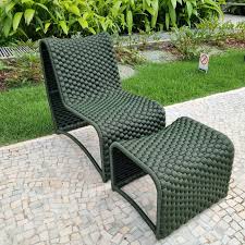 Ambiente 1 com Poltrona Onda em Alumínio e Tricô náutica Azul (CORES PERSONALIZÁVEIS)