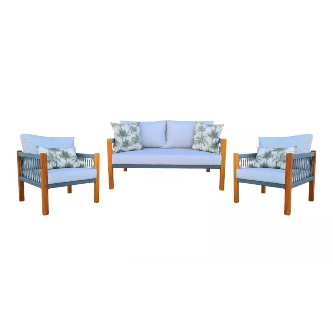 Conjunto de Banco Lux de Madera Maciza y Cuerda Náutica - 4 Plazas