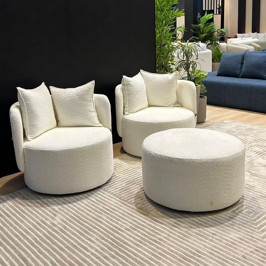 Luna Armchair with Swivel Base Upholstered Boucle Sheep G311