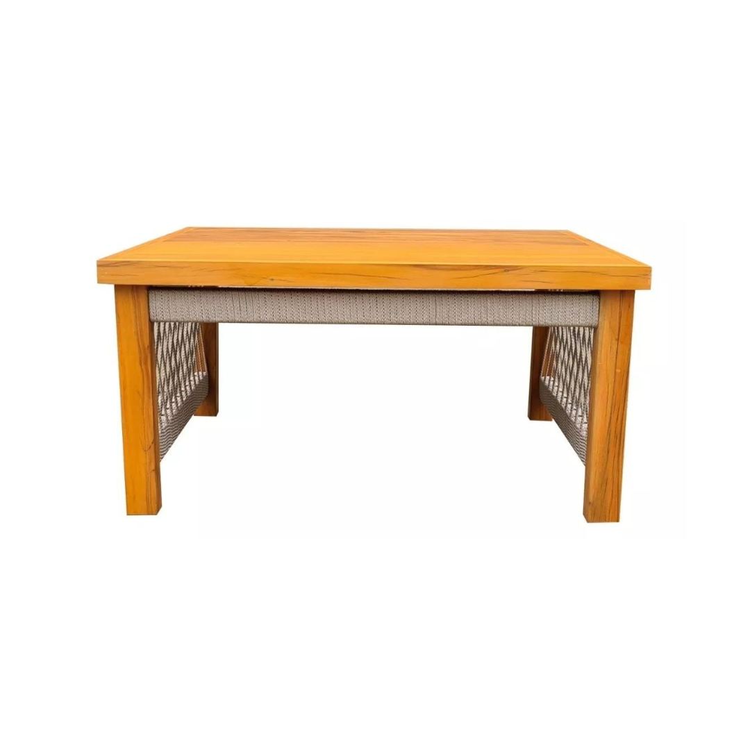 Mesa de Centro Lux 50x50cm Madeira Maciça e Corda Náutica