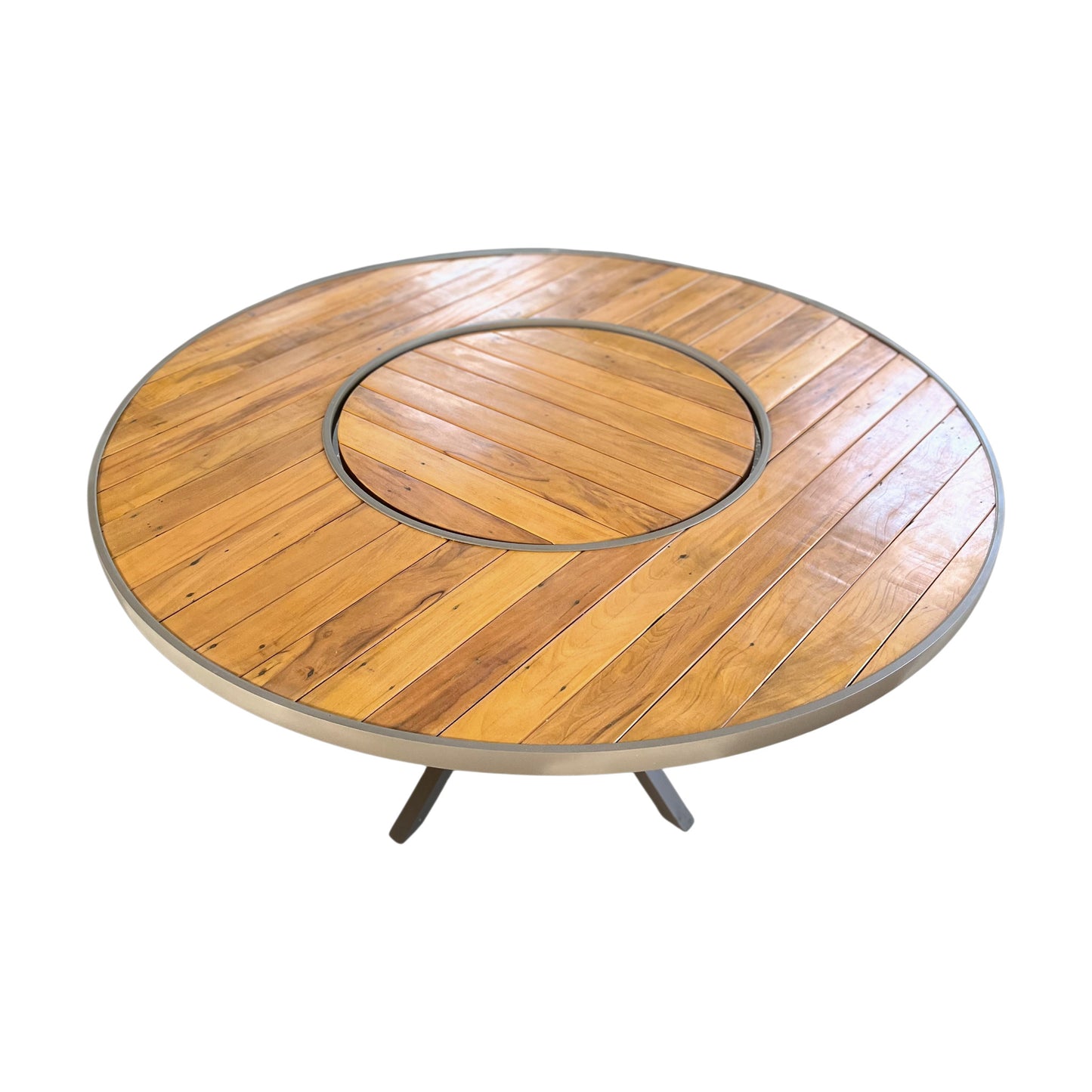 Mesa Volt Prato Giratório Madeira 180cm Tampo Madeira Peroba Rosa Ripado | Toth Móveis