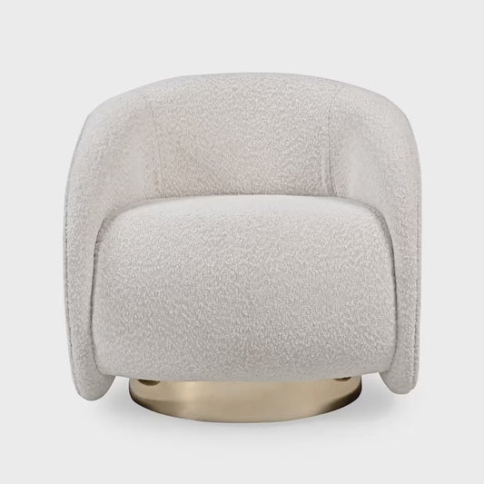 Kalla Armchair, Stainless Steel Swivel Base, Golden Color, Upholstered Fabric Backrest and Seat, 1818F