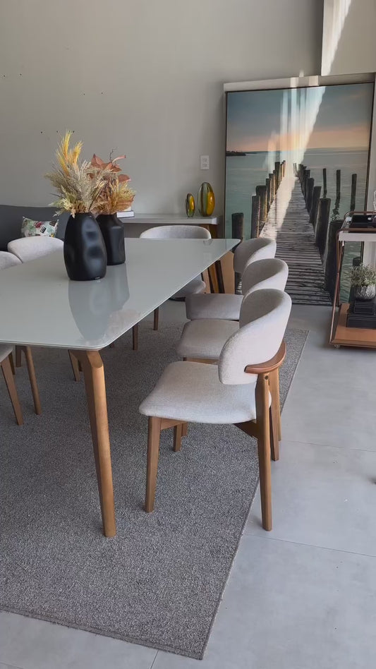 Mesa de Jantar Colúmbia Madeira Champagne com Preto 200x100x78cm - 8 lugares