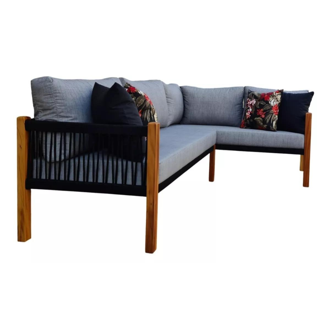 Sofá esquinero Lux de madera maciza y cuerda náutica