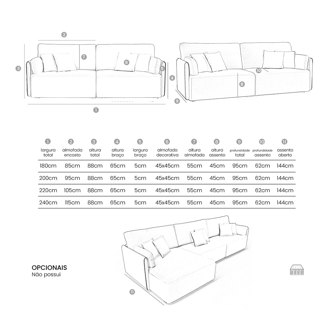 Torino Upholstered Sofa in Light Linen - 2 Modules