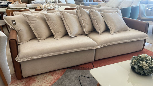 Torino Velvet Upholstered Sofa Imperio P304 Arms in Durango Leatherette 3A173 - 2 Modules