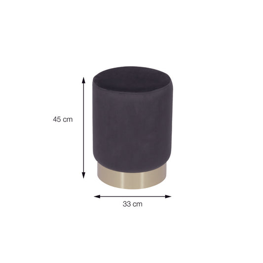 Gray Velvet Stool with Silver Base