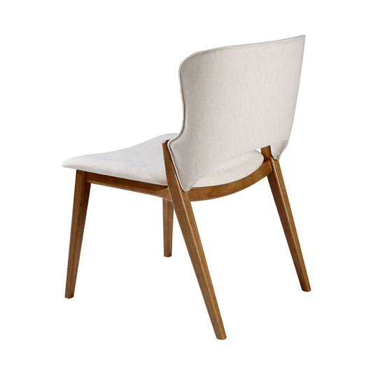 Cadeira Maisa Madeira com Estofado Linho Creme