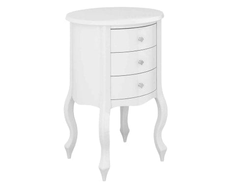 Mesa Lateral Luiza 3 Gavetas 44x44x66cm Madeira cor Branco