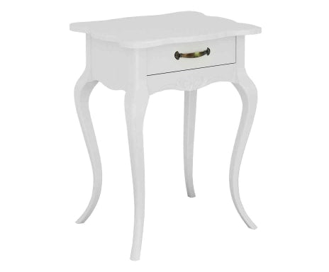 Canon Bedside Table with 1 Drawer 53x45x71cm Wood White
