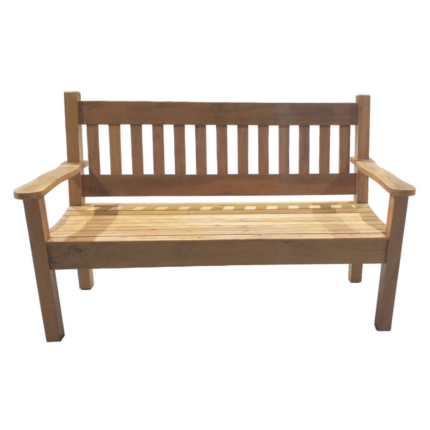 Straight Slatted Bench in Solid Wood