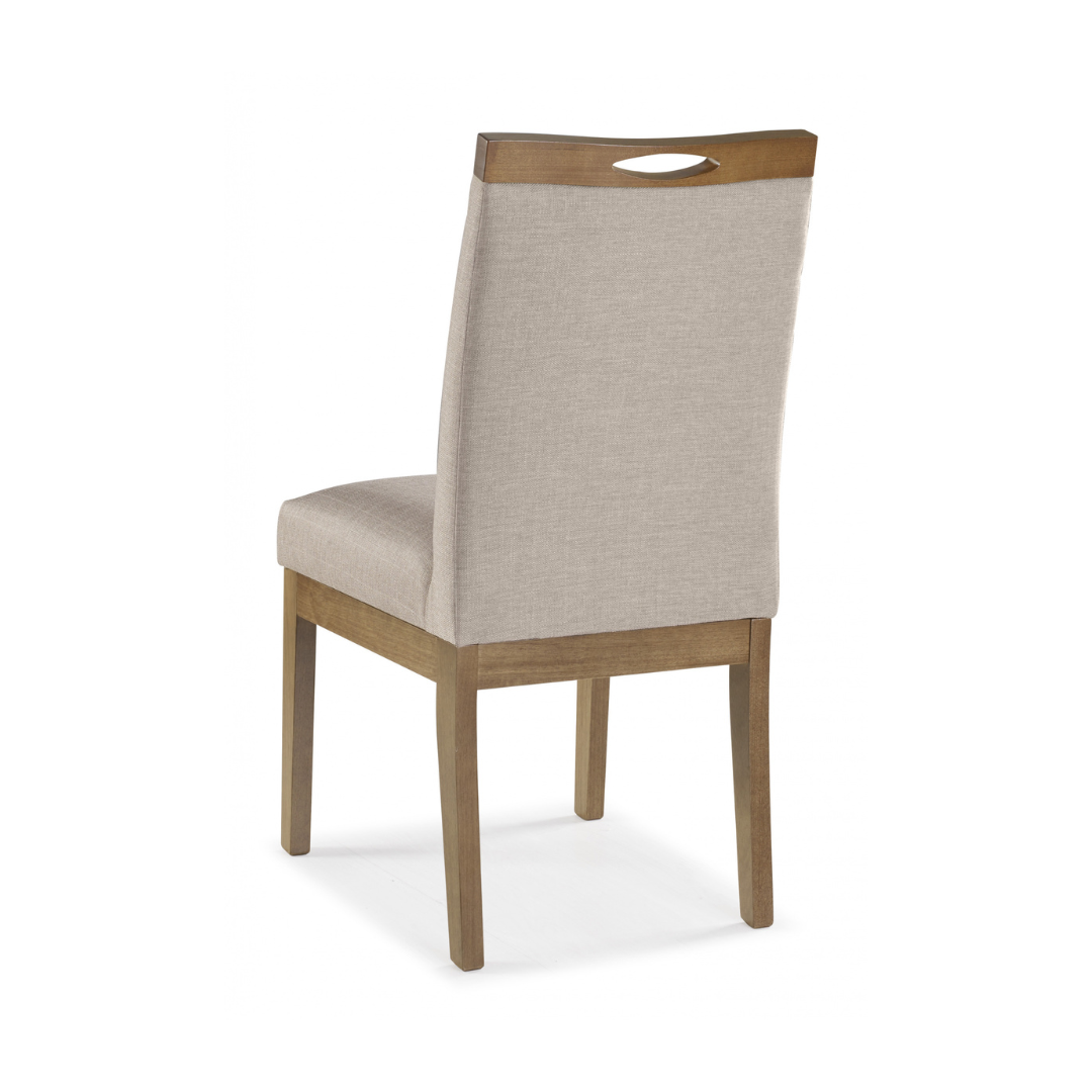 Kendra Wooden Chair with Straw Linen Upholstery
