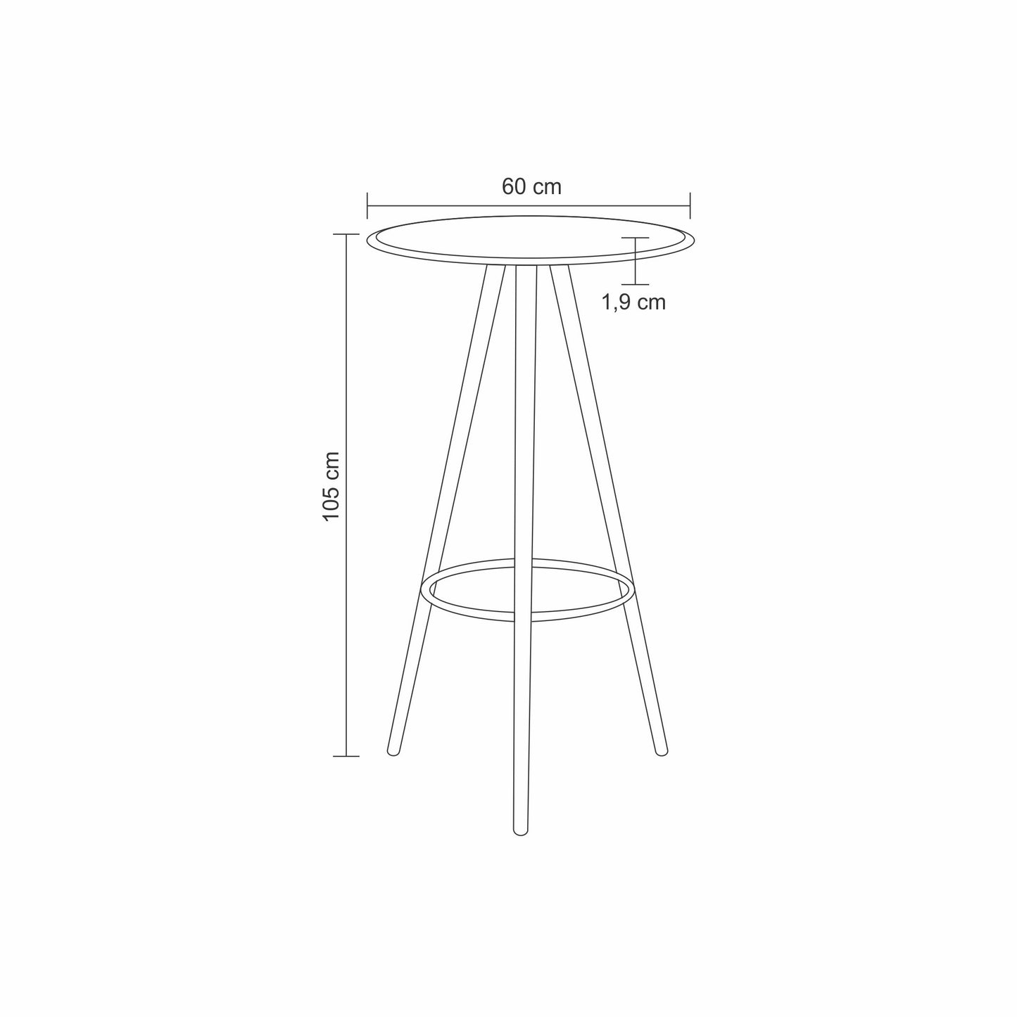 Mesa Bistrô Redondo Alecrim 60cm