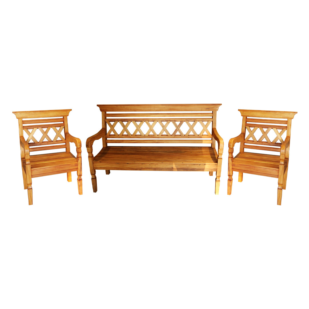 Cross Solid Wood Bench Set