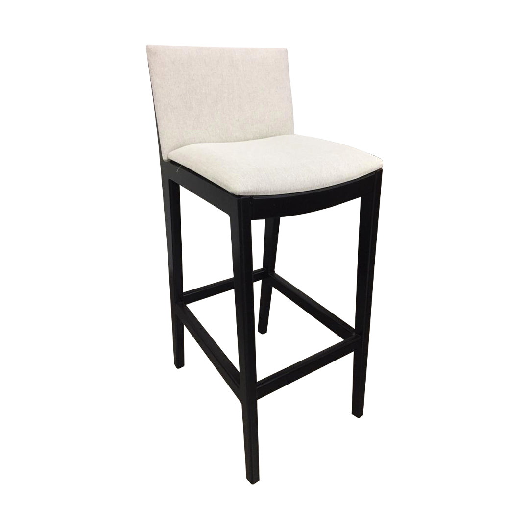 Taburete Akila Madera Color Negro Asiento Tapizado Lino Claro 2422
