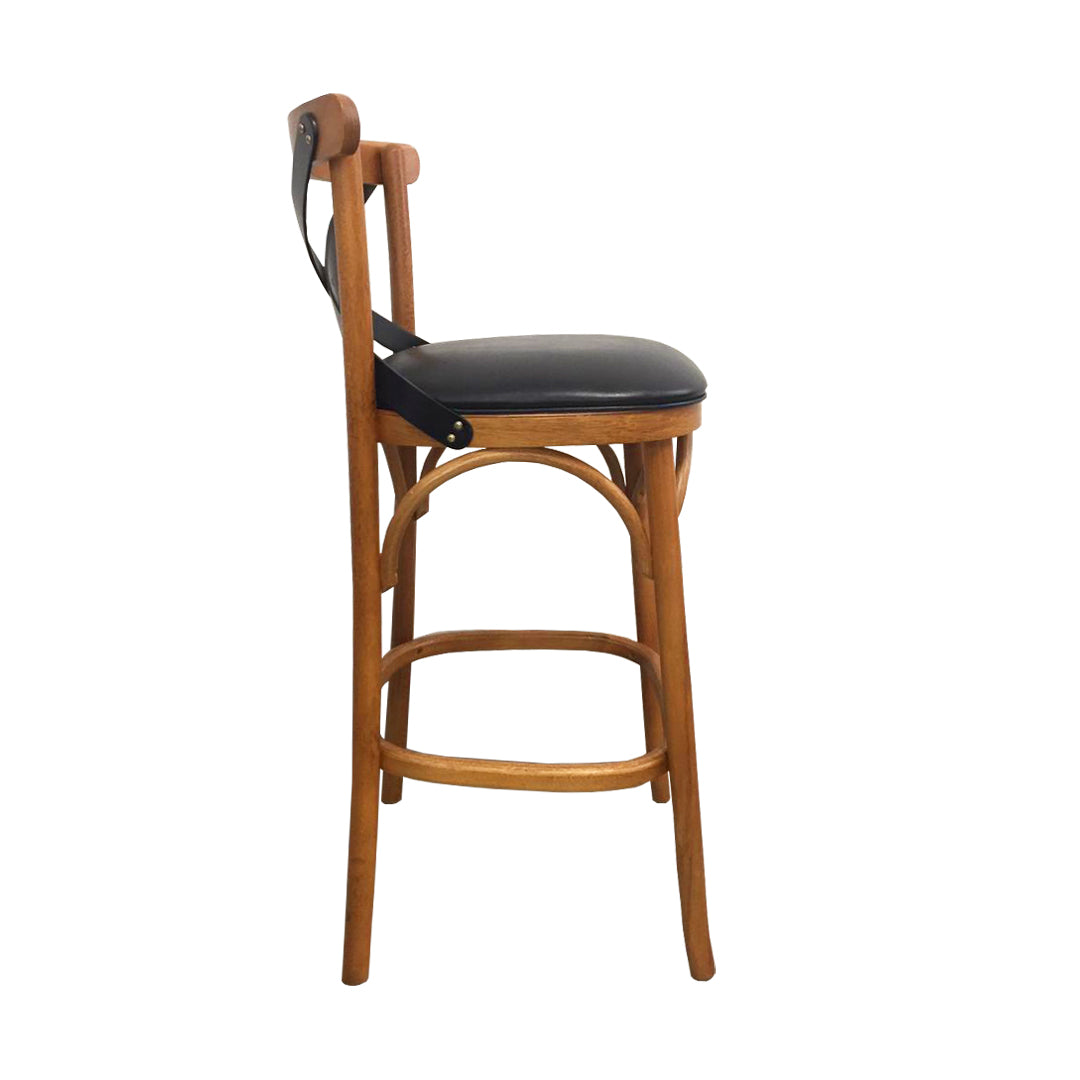 Banqueta X Cor Pinhão X Preto Assento Estofado PU Preto - Heistore | Toth Móveis