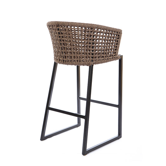 Taburete Aluminio Dorado Color Negro Cuerda Náutica Color Mixto Bronce