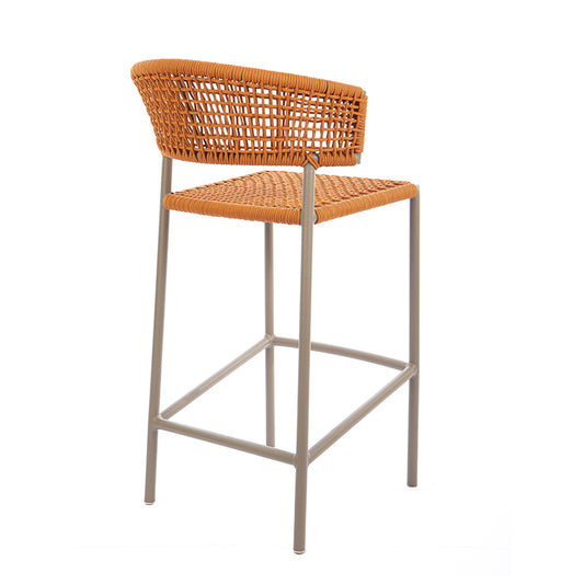 Banqueta Elegance Alumínio Cor Fendi Corda Náutica Cor Ocre