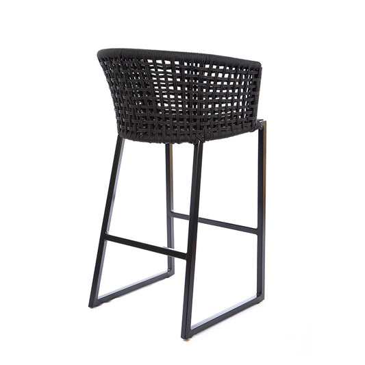 Taburete Aluminio Dorado Color Negro Cuerda Náutica Color Negro