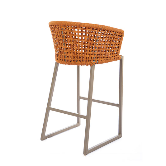 Taburete Aluminio Dorado Fendi Cuerda Náutica Color Ocre