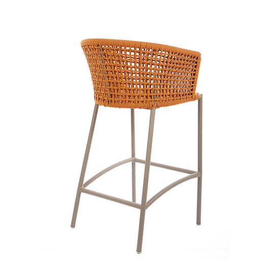 Banqueta Comfort Alumínio Cor Fendi Corda Náutica Cor Ocre