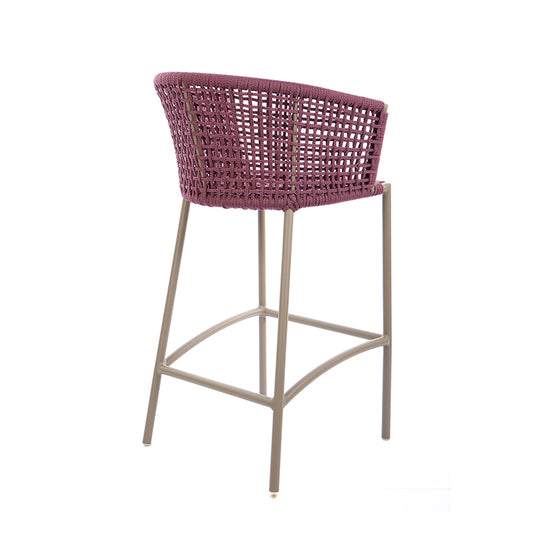 Banqueta Comfort Alumínio Cor Fendi Corda Náutica Cor Vinho