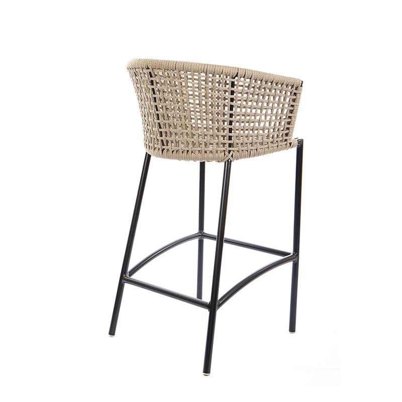 Banqueta Comfort Alumínio Cor Preto Corda Náutica Cor Areia