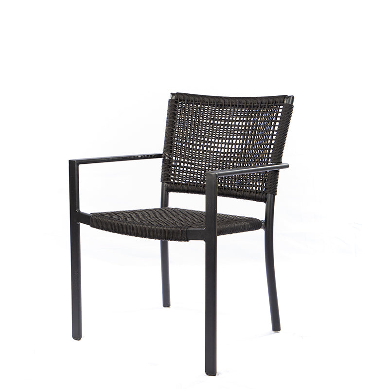 Star Chair with Black Aluminum Armrest and Black Nautical Rope