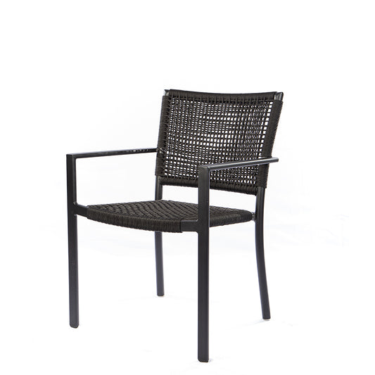 Star Chair with Black Aluminum Armrest and Black Nautical Rope