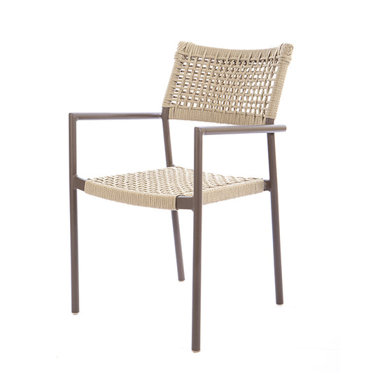 Aluminum Sun Chair Brown Color Nautical Rope Sand Color