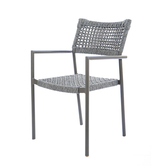 Aluminum Sun Chair Gray Color Nautical Rope Mixed Color Black