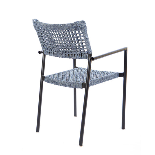 Aluminum Sun Chair in Black Color with Nautical Rope in Blue Mix Color