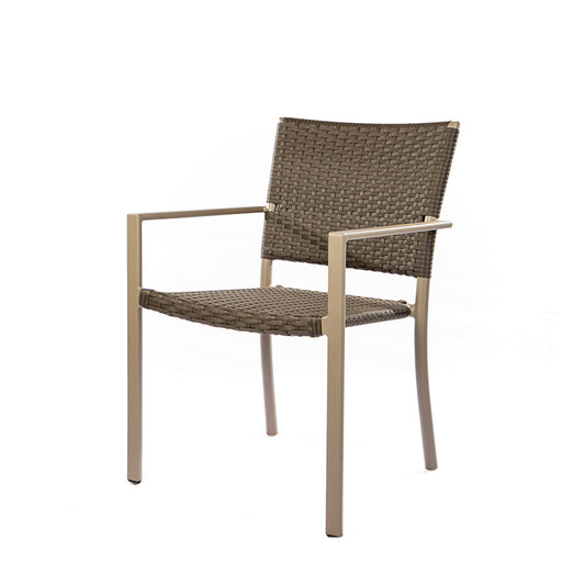 Star Chair with Aluminum Armrest in Fendi Color with Synthetic Fiber in Brown Color