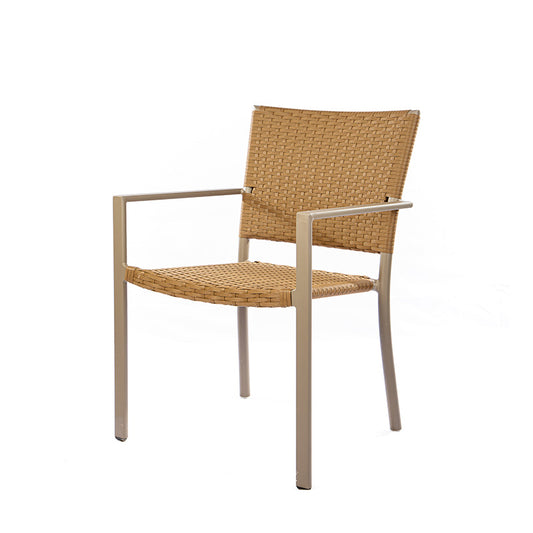 Cadeira Star com Braço em Alumínio Cor Fendi com Fibra Sintética Cor Oliva