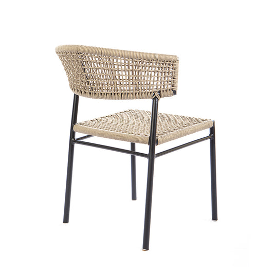 Cadeira Elegance Alumínio Cor Preto Corda Náutica Cor Areia