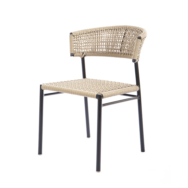 Elegance Aluminum Chair Black Color Nautical Rope Sand Color