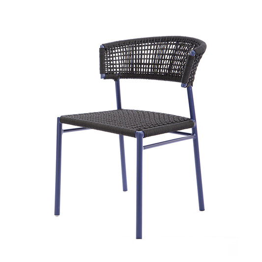 Cadeira Elegance Alumínio Cor Azul Corda Náutica Cor Preto