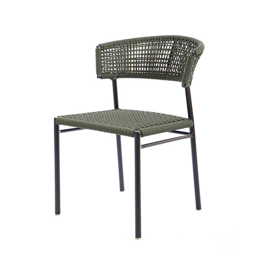 Cadeira Elegance Alumínio Cor Preto Corda Náutica Cor Verde Musgo