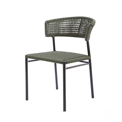 Cadeira Elegance Alumínio Cor Preto Corda Náutica Cor Verde Musgo