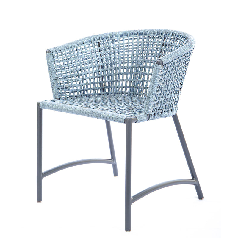 Comfort Aluminum Chair Gray Color Nautical Rope Light Blue Color
