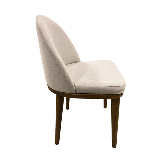 Polara Wooden Chair with Grey Linen Upholstered Seat