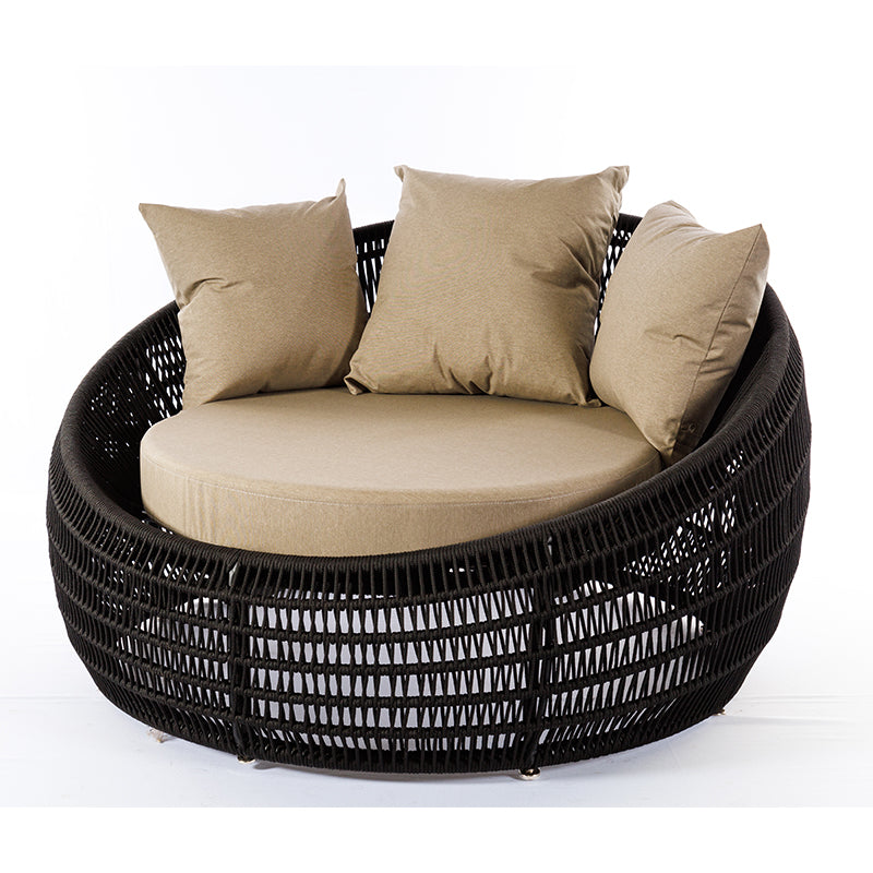 Júbilo Chaise Lounge Chair Upholstered in Black Aluminum and Black Nautical Rope