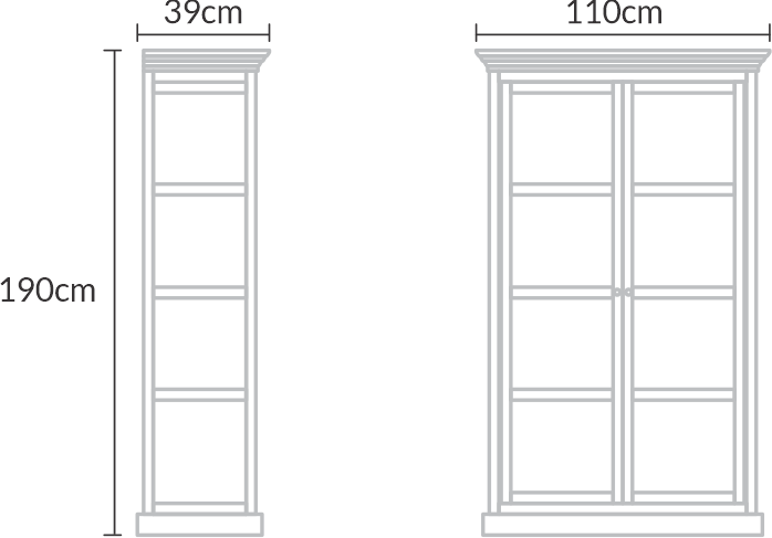 Cristaleira 2 Portas Madeira com Vidro Lateral Range 1,10x0,39x1,90m