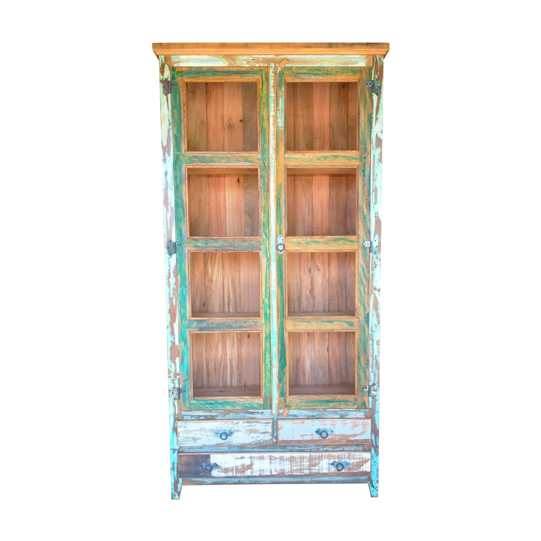 Cristalería Mineira 200x100x45cm Madera Maciza Rústica con Restos de Pintura
