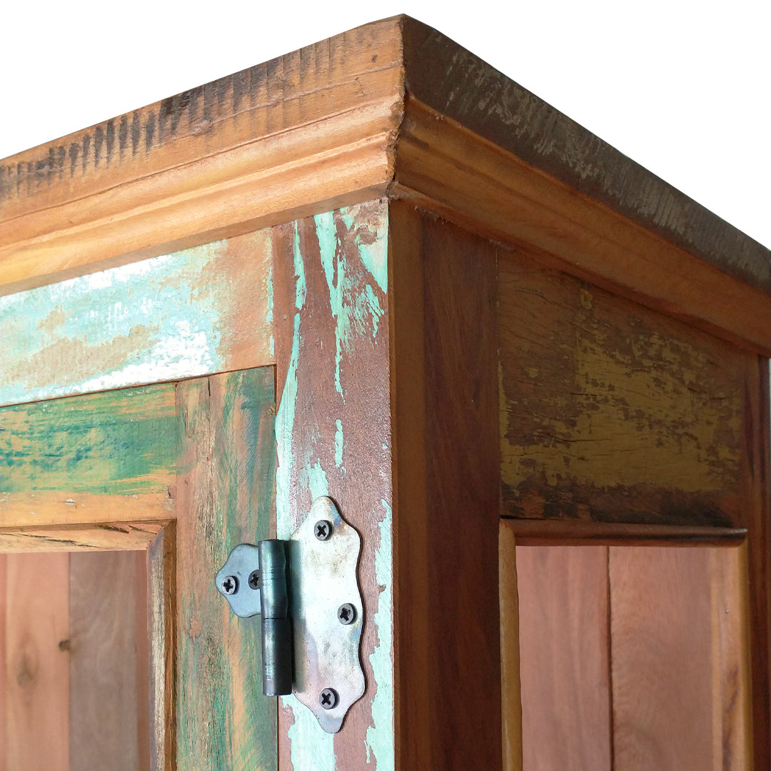 Cristalería Mineira 200x100x45cm Madera Maciza Rústica con Restos de Pintura
