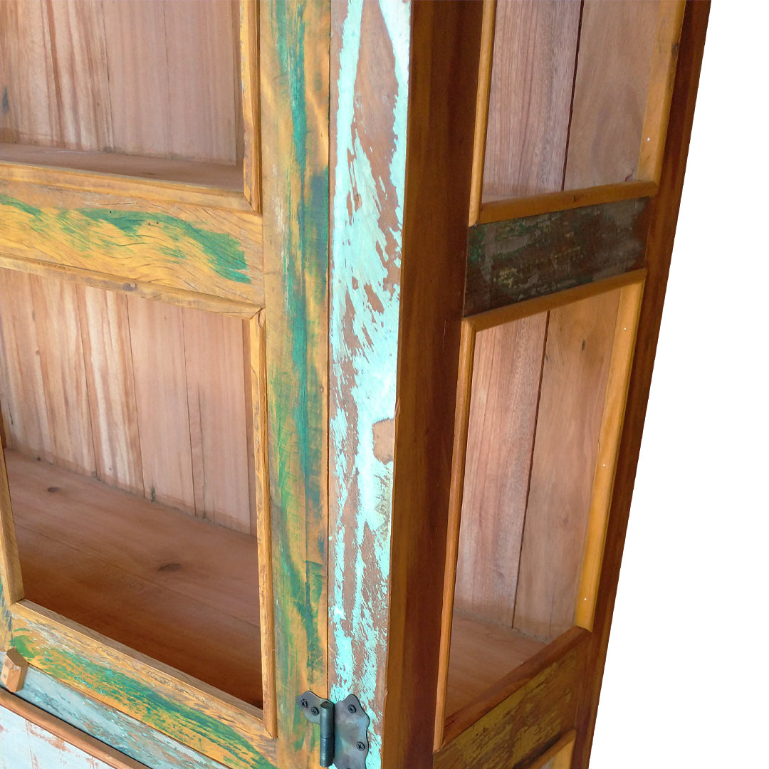 Cristalería Mineira 200x100x45cm Madera Maciza Rústica con Restos de Pintura