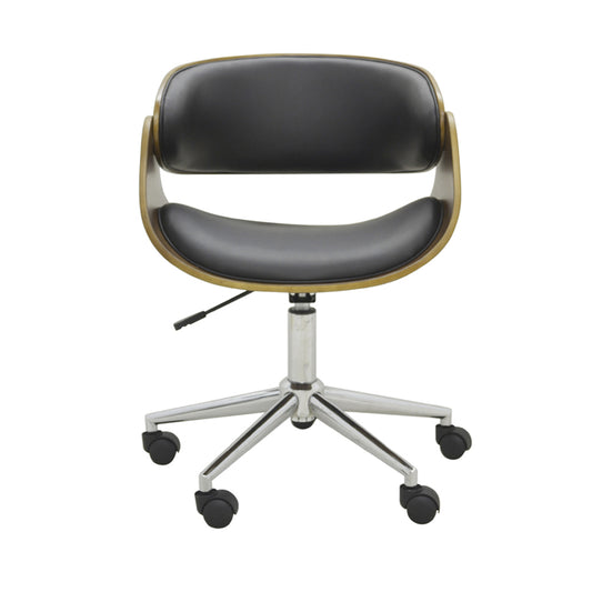 Cadeira Office Deise Rodízio cor Preta com Madeira