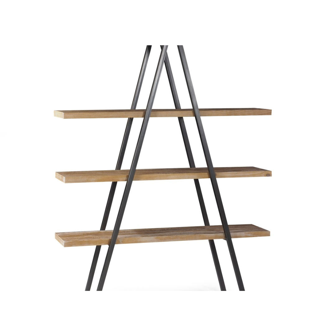 Compass Industrial Solid Wood and Metal Shelving Unit