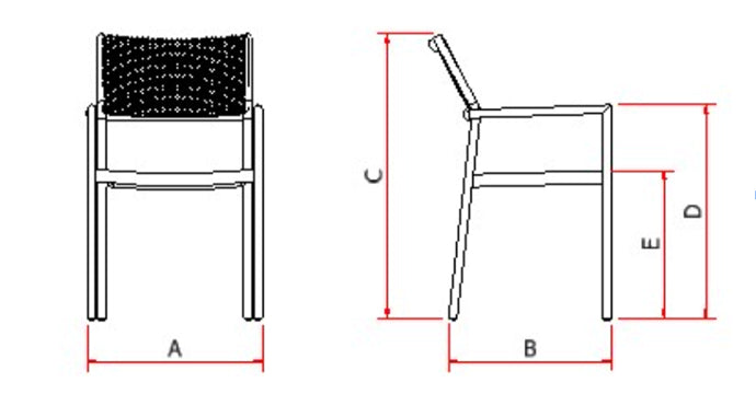 Aluminum Sun Chair Black Color Nautical Rope Mixed Color Brown