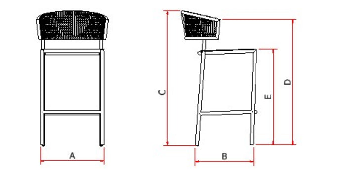 Elegance Aluminum Stool, Black Color, Nautical Rope, Mixed Color, Brown